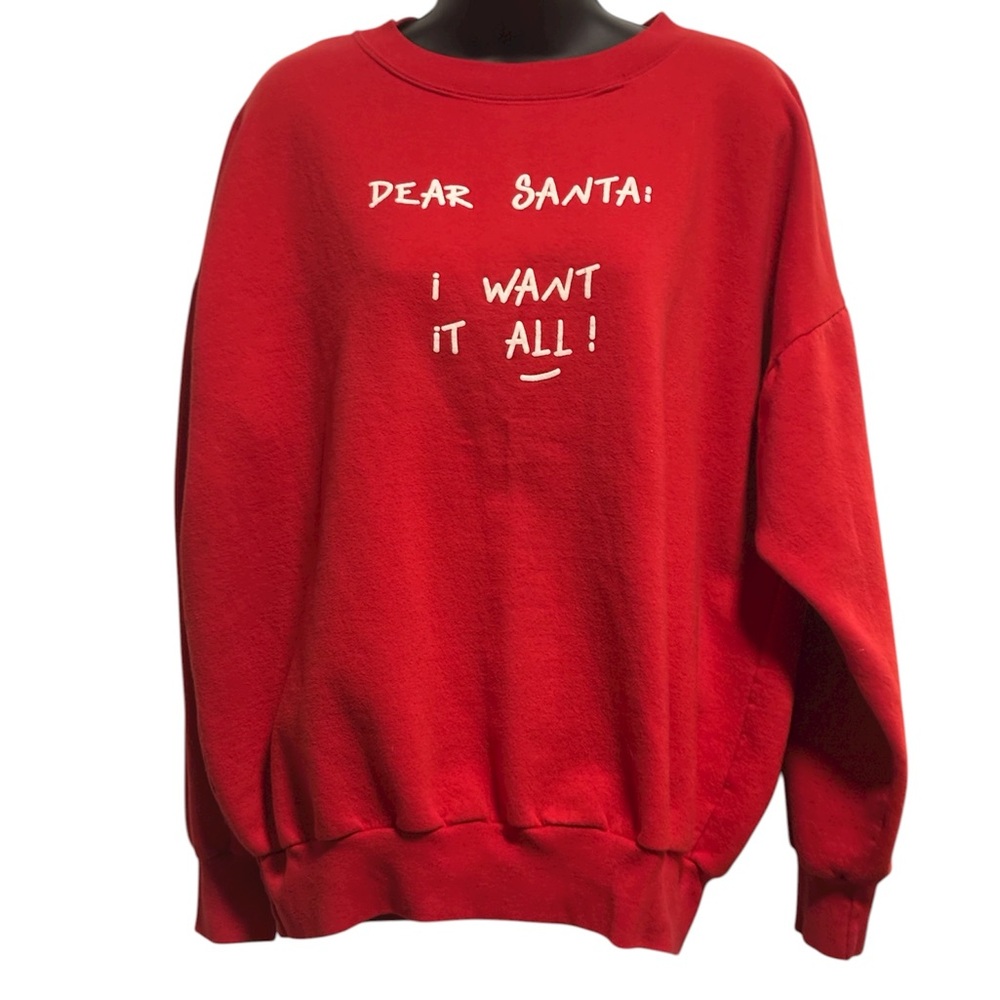 Vintage Red Sweater with Festive Print